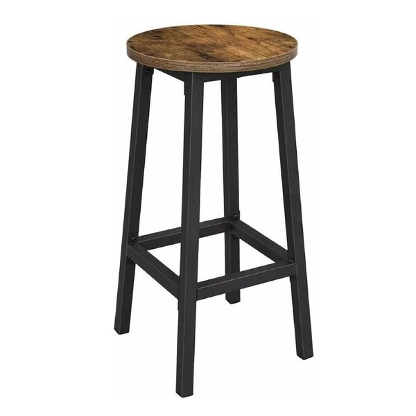 Modern Industrial Bar Stool Rustic Wood & Metal Kitchen Counter Seating
