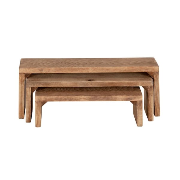 3pc Wood Risers Plant Pot Stand/Base Indoor Home/Garden Display Rack/Shelf Brown