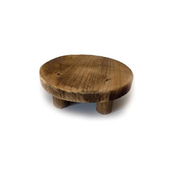 3pc Recycled Plant Stands Round Home/Garden Pot Riser Table Display Plank Brown