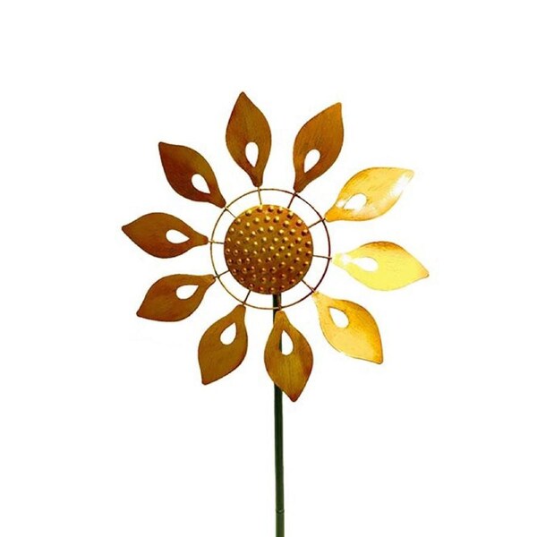Wind Spinner Dahlia 120cm Home/Garden Yard Decor Windmill Lawn Display Gold