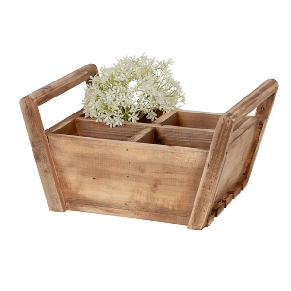 Timber 4-Square Trug Home Gardening Basket/Carrier Plant Flower Holder Brown