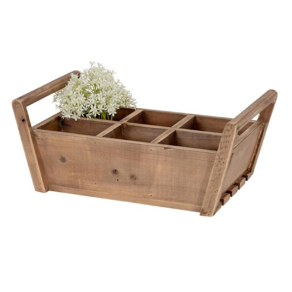 Timber 6-Square Trug Home Gardening Basket/Carrier Plant Flower Holder Brown