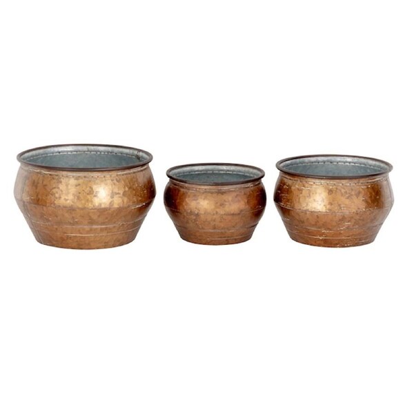 3pc Planter Pot Home/Garden Decor Plant/Flower Container Bronze Low Assorted