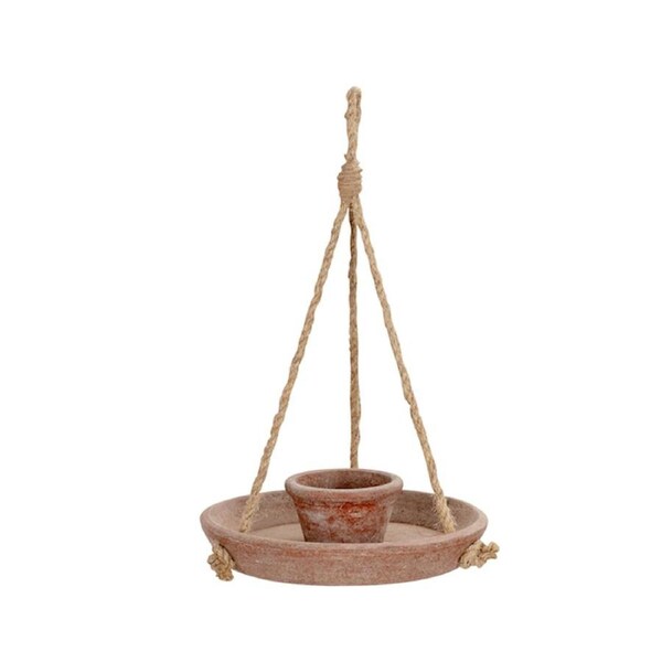 Bird Feeder Terracotta Hanging Outdoor/Porch Garden Feeding Seed Container Aged