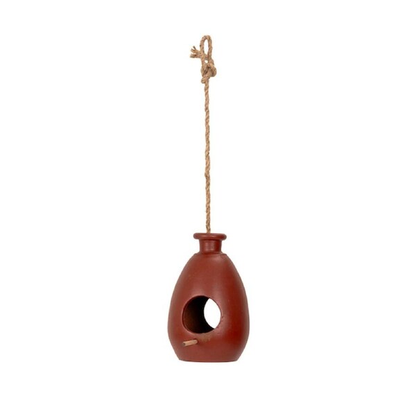 Bird Feeder Terracotta Hanging Outdoor/Porch Feeding Seed Container Natural
