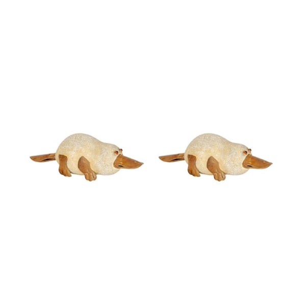 2x Decorative Platypus Poly Rust 21.5cm Sculpture Garden Ornament Decor Small