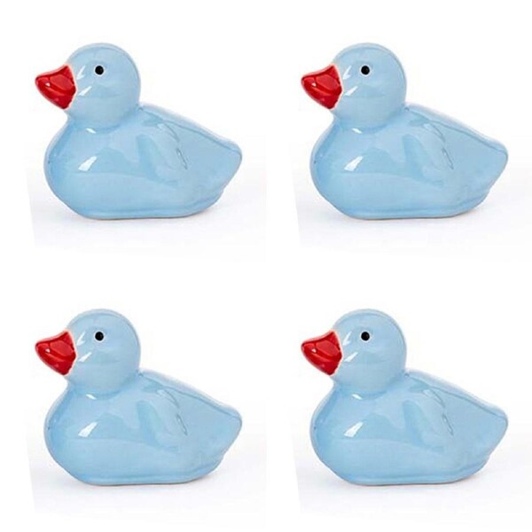 4x Floating Duckling Porcelain Home/Garden Lawn Ornament Display Mixed Blue Asst