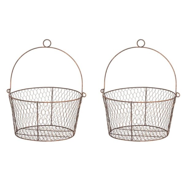2x Wire Pot Cover 30cm Plant/Flower Hanging Holder Home/Garden Decor w/ Handle