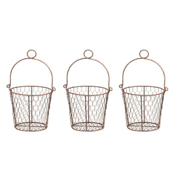 3x Wire Pot Cover 15cm Plant/Flower Hanging Holder Home/Garden Decor w/ Handle
