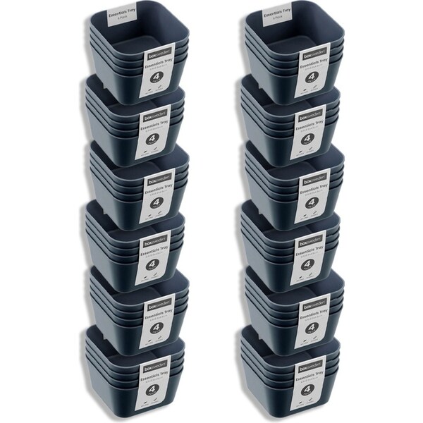 12x 4PK Boxsweden Essentials 8.5x4.5cm Sort Tray Home Organiser Storage Sqr Asst