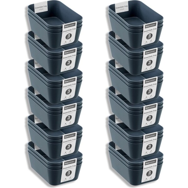 12x 3PK Boxsweden Essentials 12.5x4.5cm Sort Tray Organiser Storage Rect Assort