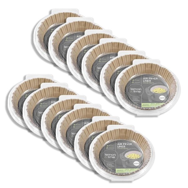 12x 50PK Lemon & Lime Air Fryer Liner 16x.45cm Circle Disposable Cooking Paper