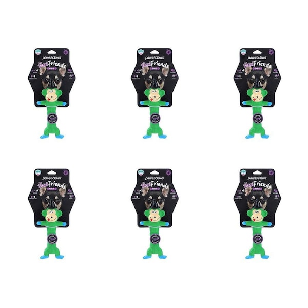 6pc Paws & Claws Flexible Latex Friends Silly Animal Bite/Chew Pet Toy Assort