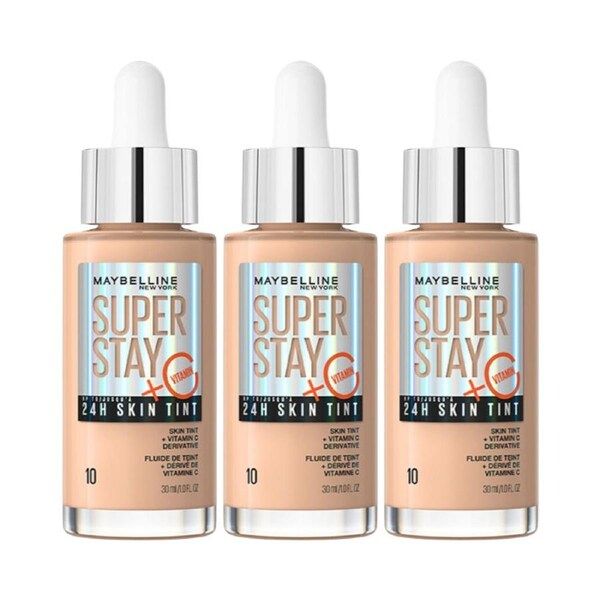 3 x Maybelline SuperStay 24 HR Skin Tint with Vitamin C 30mL - 10