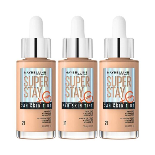 3 x Maybelline SuperStay 24 HR Skin Tint with Vitamin C 30mL - 21