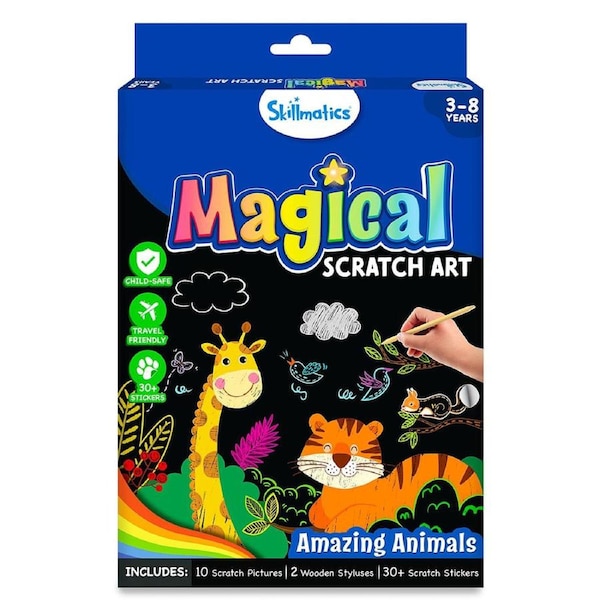 Skillmatics Magical Scratch Art Amazing Animals Kids/Childrens Toy Playset 3+
