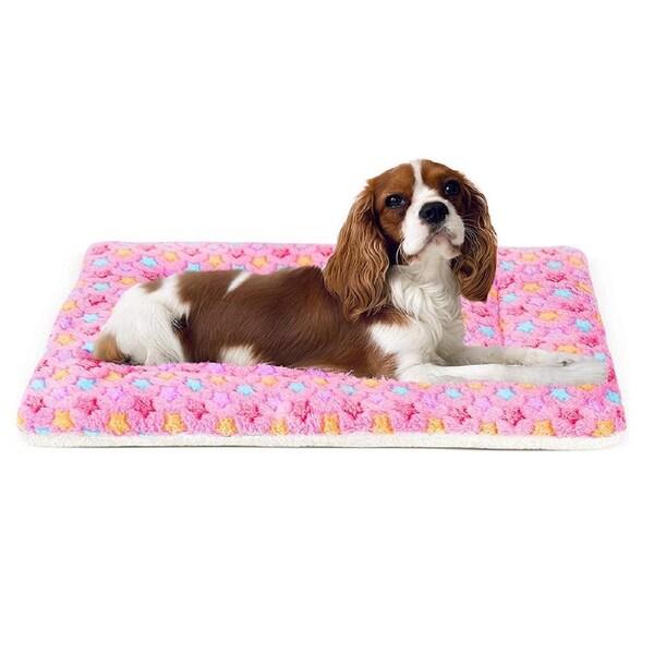 Ultra Soft Pet Reversible Fleece Dog Crate Kennel Pad with Cute Prints M