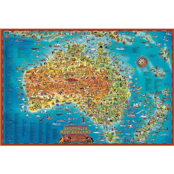 300pc Blue Opal Down Under Giant Map Jigsaw Puzzle Interactive Toy Playset 9+