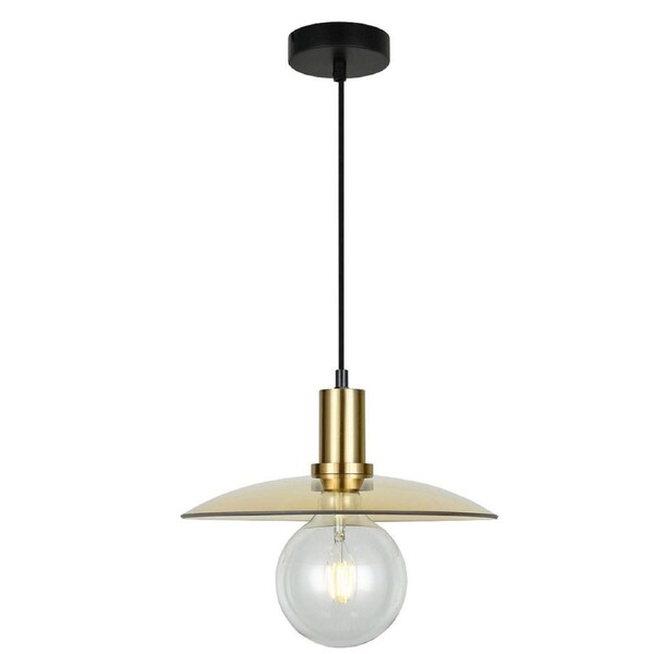 Chapeau Pendant Light Large Amber/Antique Brass