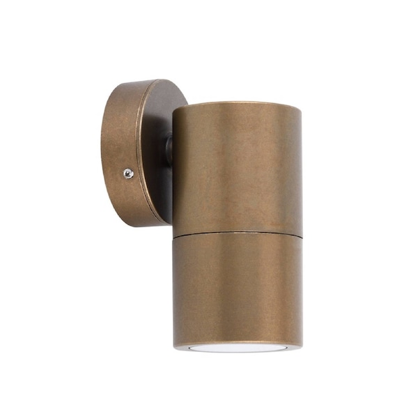 Exterior Pillar Fixed Wall Light Aged Brass