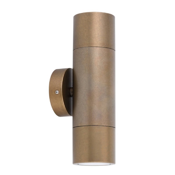 Exterior Pillar Up/Down Wall Light Aged Brass