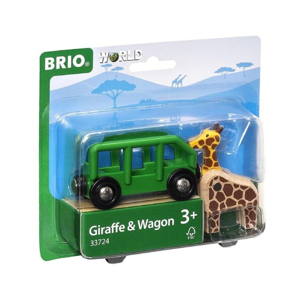 2pc Brio Giraffe and Wagon Kids/Childrens Interactive Pretend Play Toy 3y+