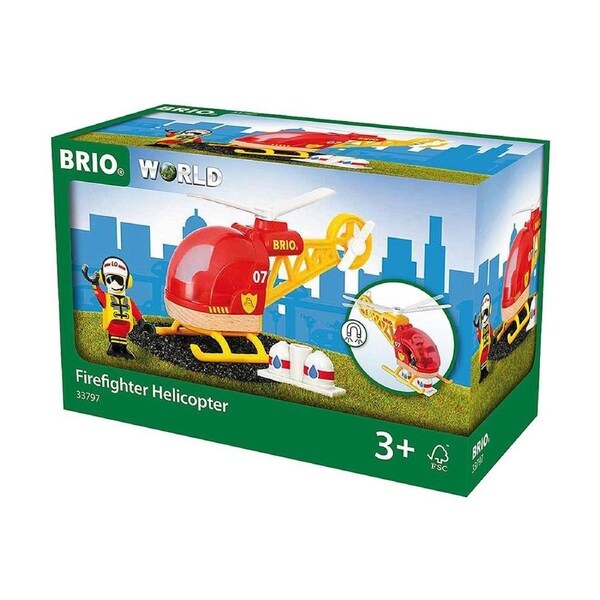 3pc Brio Firefighter Helicopter Kids/Childrens Pretend Play Interactive Toy 3y+