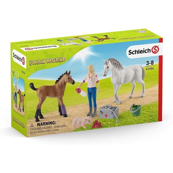 Schleich Kids/Childrens Toy Figurine Vet Visiting Mare And Foal Pretend Set 3y+