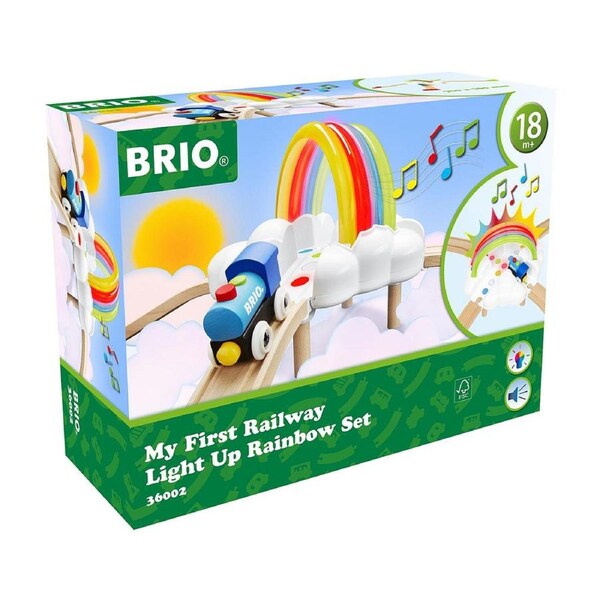 11pc Brio My First Rwy Light Up Rainbow Kids/Childrens Wooden Play Toy Set 18M+