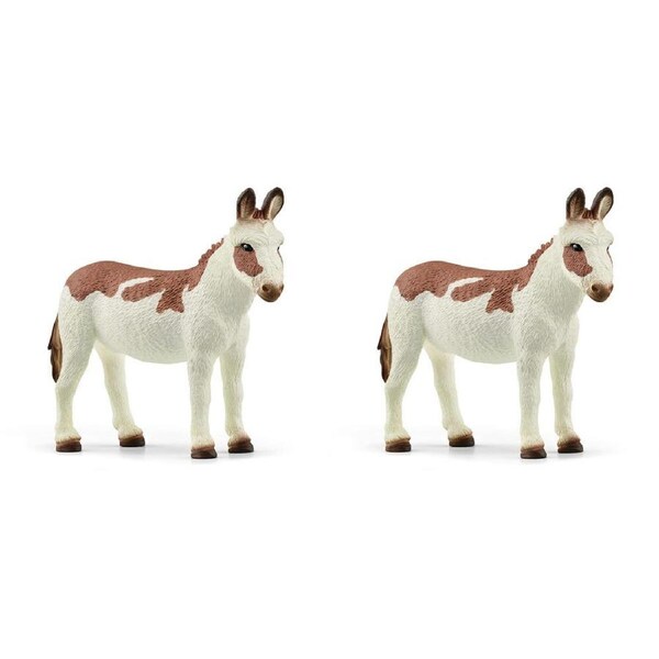 2x Schleich Kids/Childrens Toy Action Figurine American Spotted Donkey 3y+