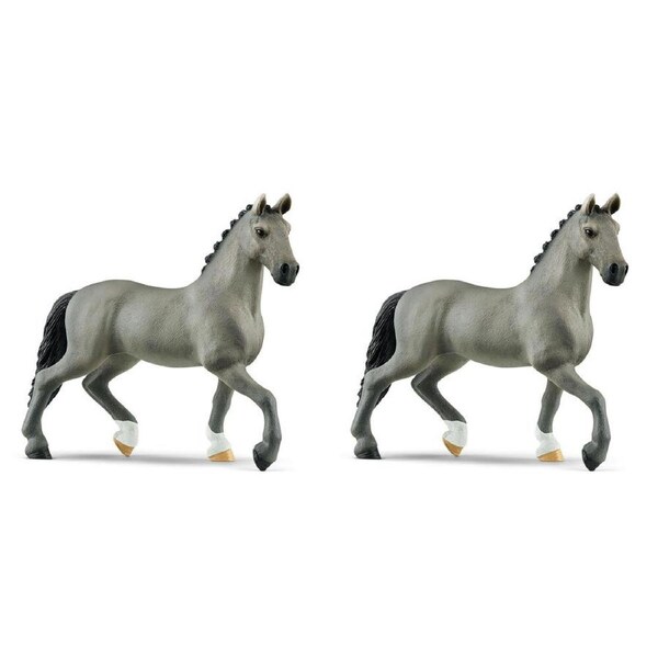 2x Schleich Kids/Childrens Toy Play Replica Figurine Selle Francais Stallion 3y+