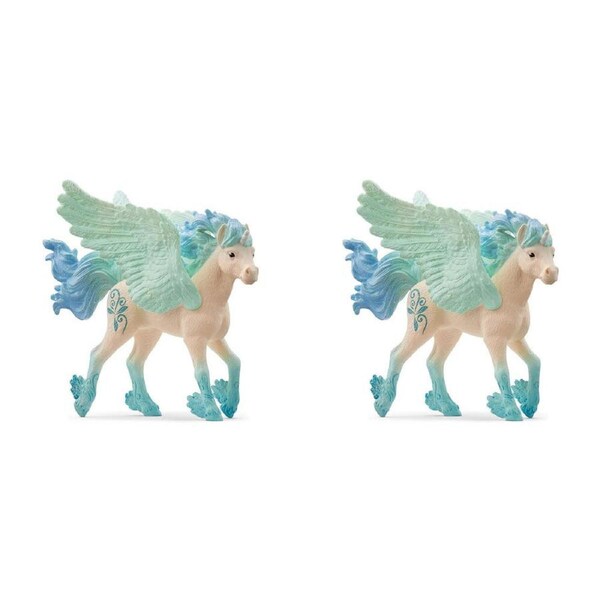 2x Schleich Kids/Childrens Toy Figurine Stormy Unicorn Foal Pretend Animal