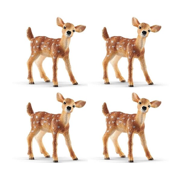 4x Schleich Kids/Childrens Toy Play Replica Figurine White Tailed Fawn 3y+