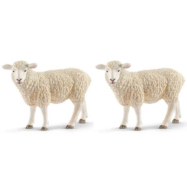2x Schleich Kids/Childrens Toy Play Replica Figurine Sheep Pretend Animal 3y+