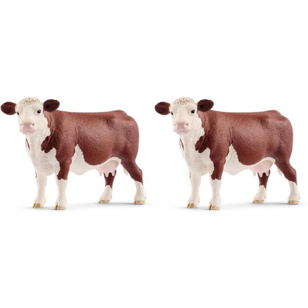 2x Schleich Kids/Childrens Toy Play Figurine Hereford Cow Pretend Animal 3y+