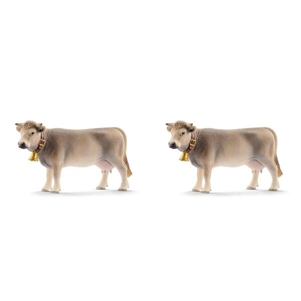 2x Schleich Kids/Childrens Toy Play Figurine Braunvieh Cow Pretend Animal 3y+