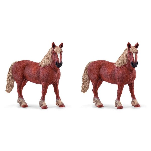 2x Schleich Kids/Childrens Toy Figurine Belgian Draft Horse Pretend Animal 3y+
