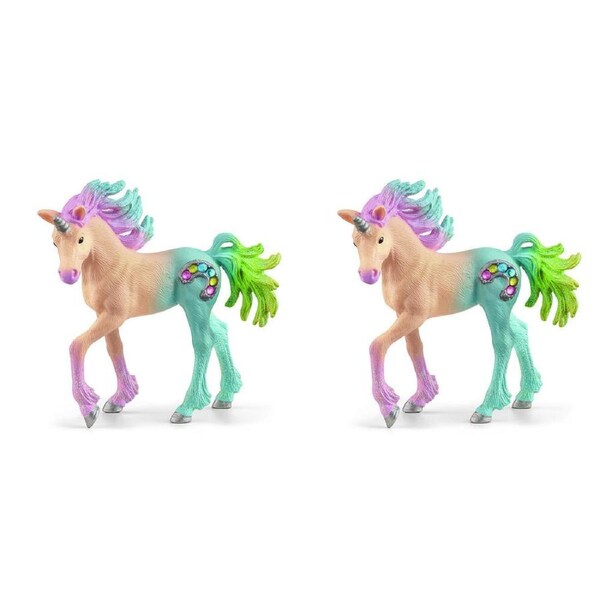 2x Schleich Kids/Childrens Toy Figurine Marshmallow Unicorn Foal Pretend Set 3y+