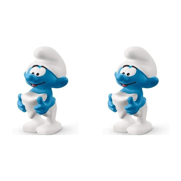 2x Schleich Kids/Childrens Toy Play Action Replica Figurine Smurf with Tooth 7y+