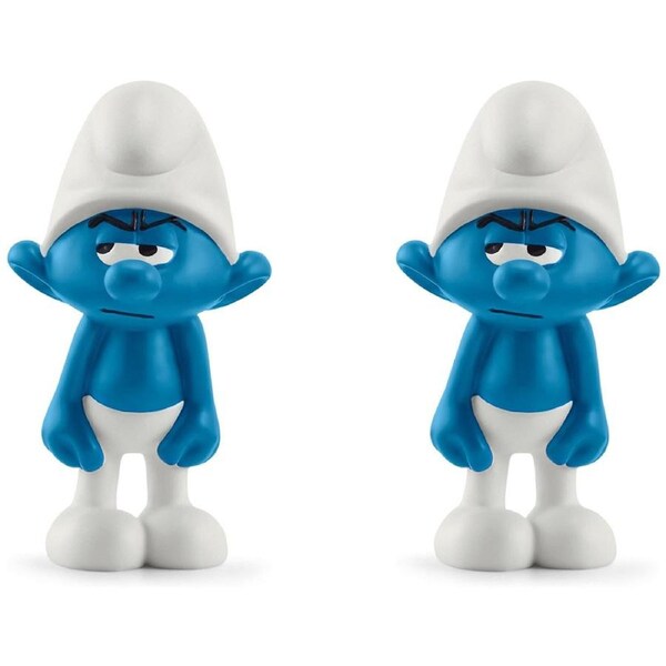2x Schleich Kids/Childrens Toy Play Action Replica Figurine Grouchy Smurf 3y+