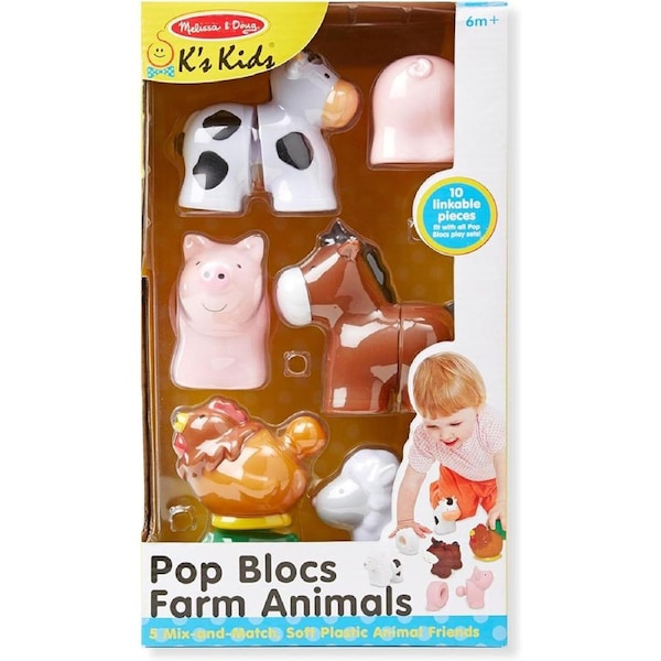 Melissa & Doug Pop Blocs Farm Animals Kids/Childrens Interactive Toy 6m+