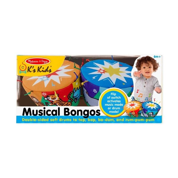 Melissa & Doug Musical Bongos Kids/Childrens Interactive Pretend Play Toy 6m+