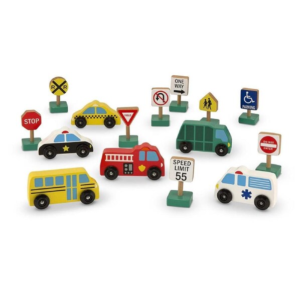 Melissa & Doug Wooden Traffic Signs and Vehicles Kids/Childrens Play Toy 3+