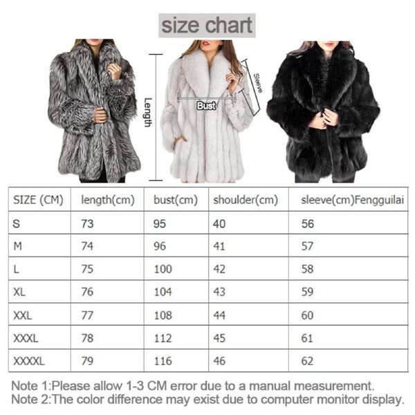 Nevenka Womens Winter Warm Fluffy Faux Fur Coat Thickened Mid Length Plush Jacket-Black 2XL