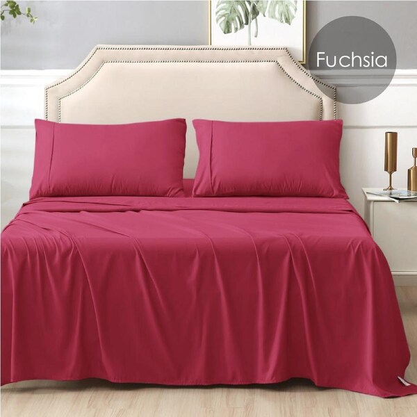 Kingdom Percale Sheet Set Double / Fuchsia