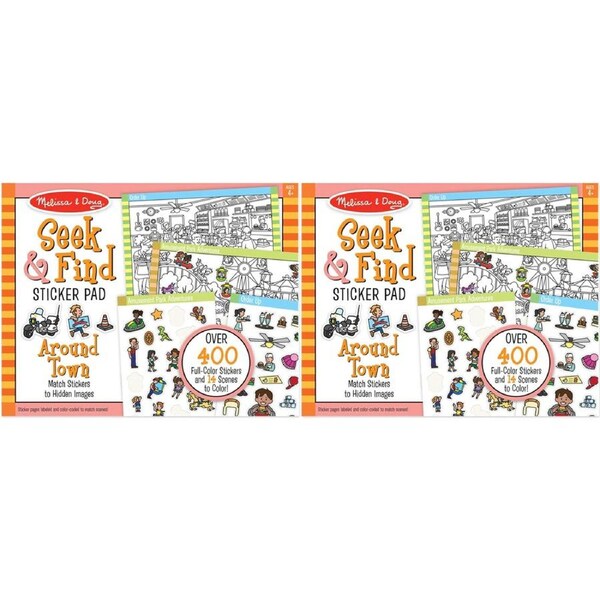 2x Melissa & Doug Seek & Find Sticker Pad Around Town Kids/Childrens Toy 4+