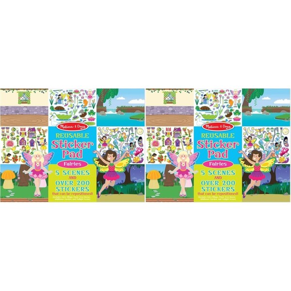 2x Melissa & Doug Reusable Sticker Pad Fairies Kids/Childrens Interactive Toy 3+