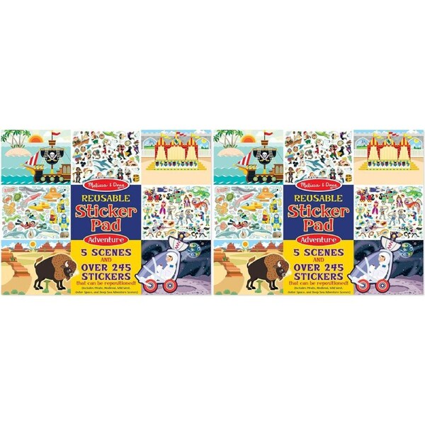 2x Melissa & Doug Reusable Sticker Pad Adventure Kids/Childrens Play Toy 3+