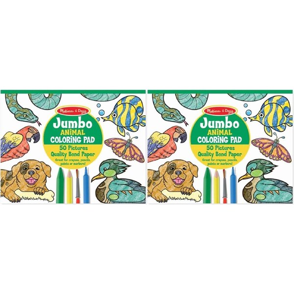 2x Melissa & Doug Jumbo Colouring Pad Animals Kids/Childrens Interactive Toy 4+