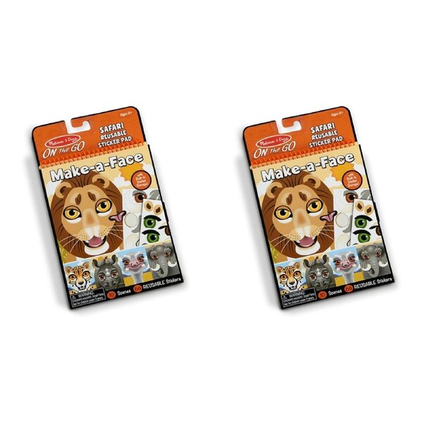 2x Melissa & Doug On The Go Reusable Stickers Safari Kids/Childrens Toy 4+